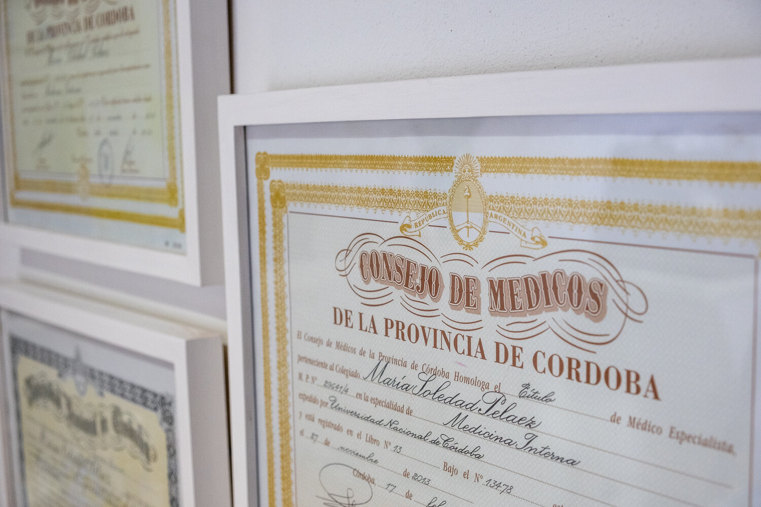 Certificado del Consejo de Médicos de la Provincia de Córdoba